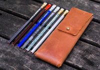 Galen Leather The Charcoal Pencil Case - Crazy Horse Brown | Flywheel | Stationery | Tasmania