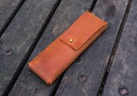 Galen Leather The Charcoal Pencil Case - Crazy Horse Brown | Flywheel | Stationery | Tasmania
