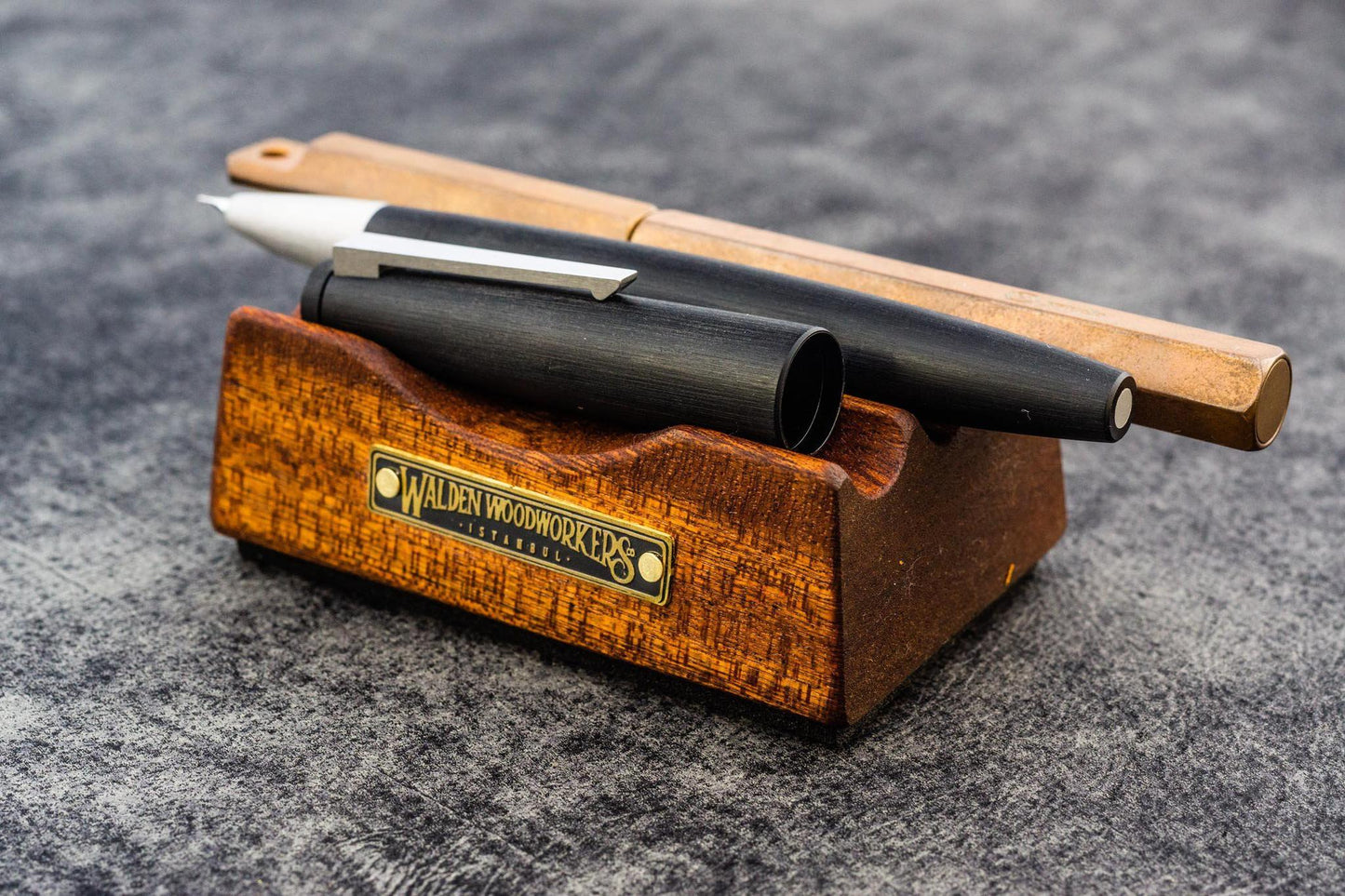 Galen Leather The Pen Rest Wooden Pen and Brush Stand | Flywheel | Stationery | Tasmania