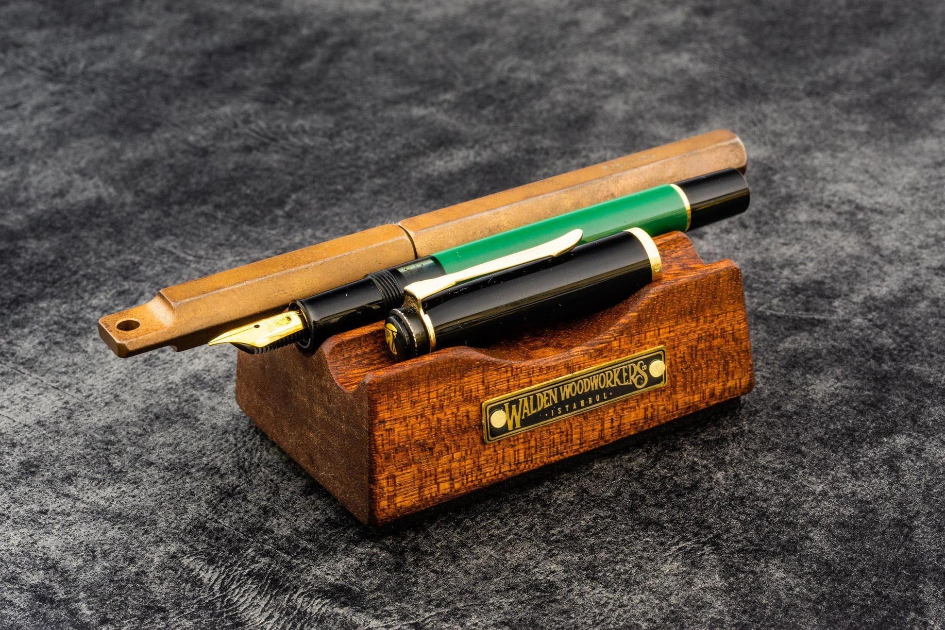 Galen Leather The Pen Rest Wooden Pen and Brush Stand | Flywheel | Stationery | Tasmania