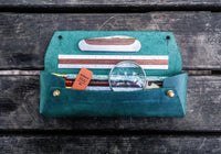 Galen Leather The Student Pencil Case - Crazy Horse Forest Green | Flywheel | Stationery | Tasmania