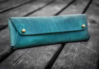 Galen Leather The Student Pencil Case - Crazy Horse Forest Green | Flywheel | Stationery | Tasmania