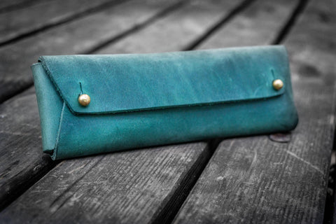 Galen Leather The Student Pencil Case - Crazy Horse Forest Green