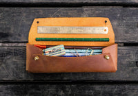 Galen Leather The Student Pencil Case - Crazy Horse Brown | Flywheel | Stationery | Tasmania