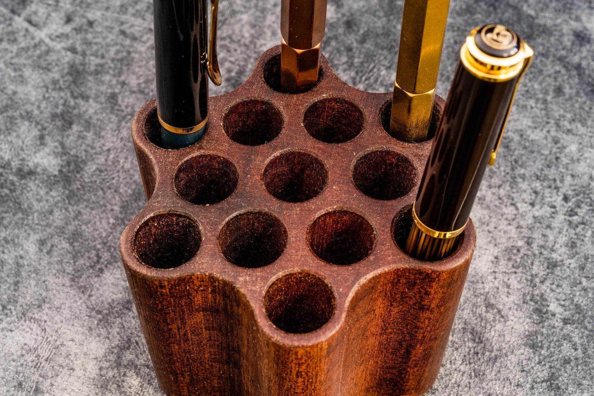 Galen Leather ToolComb Wooden Pen and Brush Holder | Flywheel | Stationery | Tasmania
