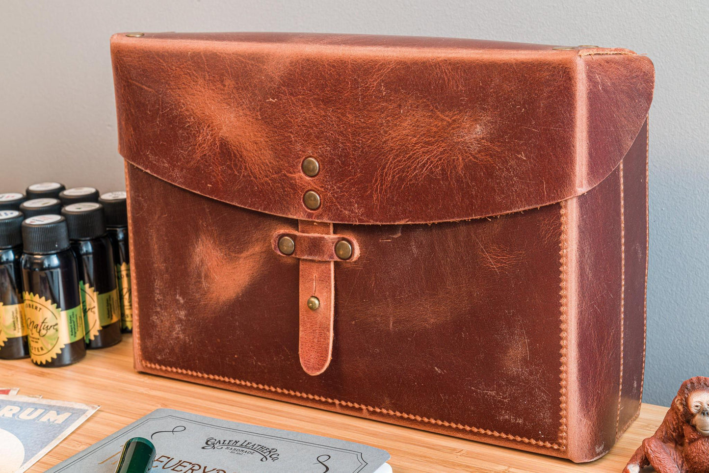 Galen Leather Writer's Medic Bag - Crazy Horse Tan | Flywheel | Stationery | Tasmania