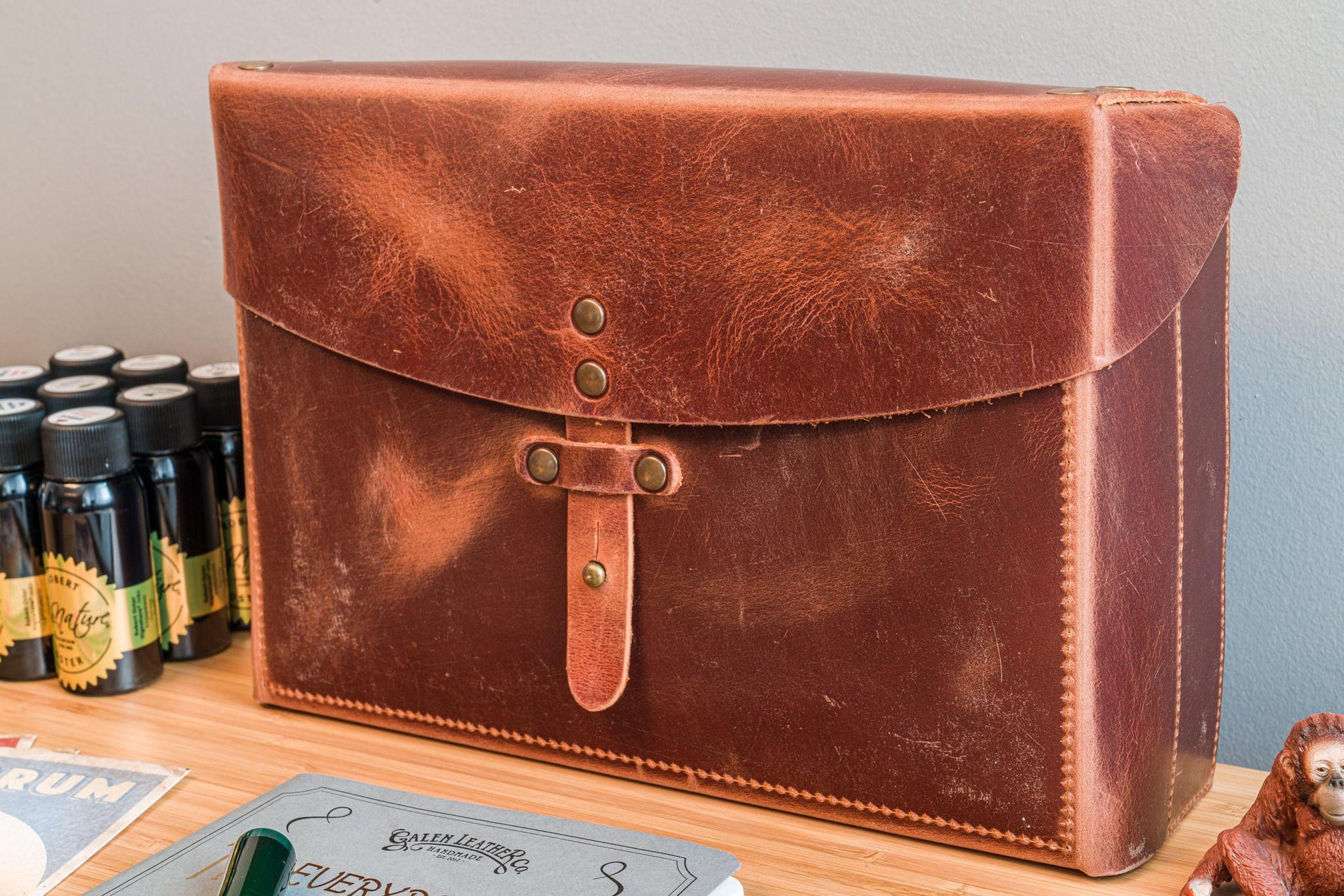 Galen Leather Writer's Medic Bag - Crazy Horse Tan | Flywheel | Stationery | Tasmania