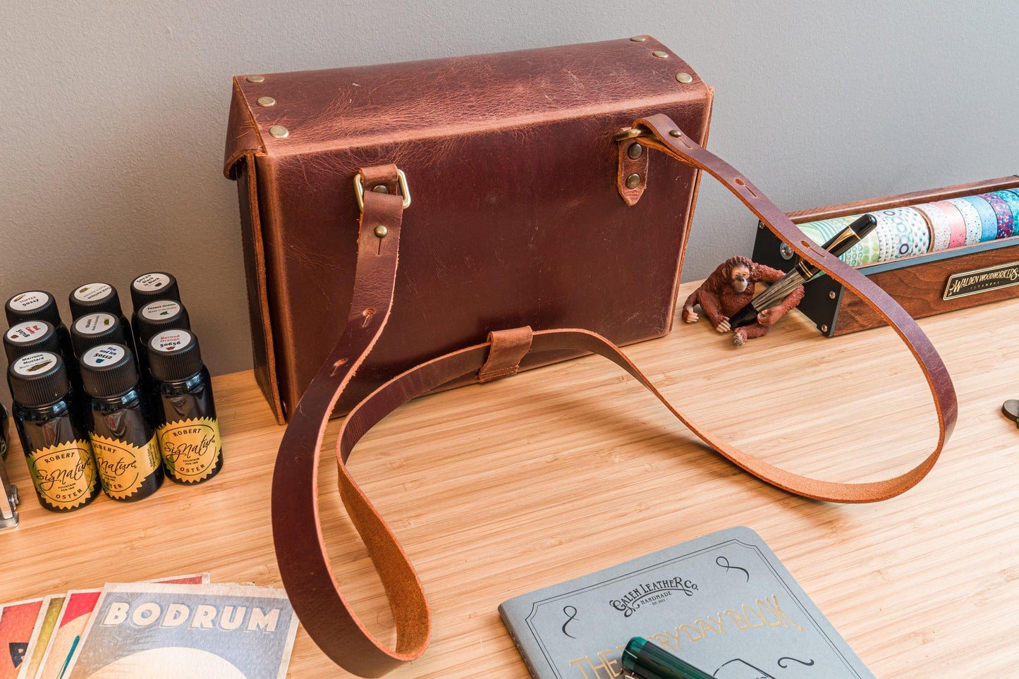 Galen Leather Writer's Medic Bag - Crazy Horse Tan | Flywheel | Stationery | Tasmania