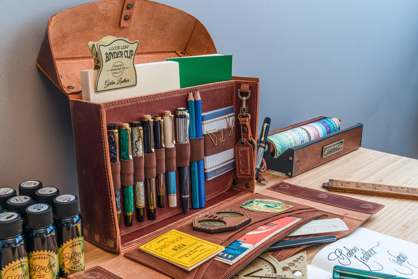 Galen Leather Writer's Medic Bag - Crazy Horse Tan | Flywheel | Stationery | Tasmania