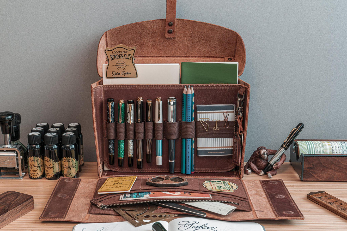 Galen Leather Writer's Medic Bag - Crazy Horse Tan | Flywheel | Stationery | Tasmania
