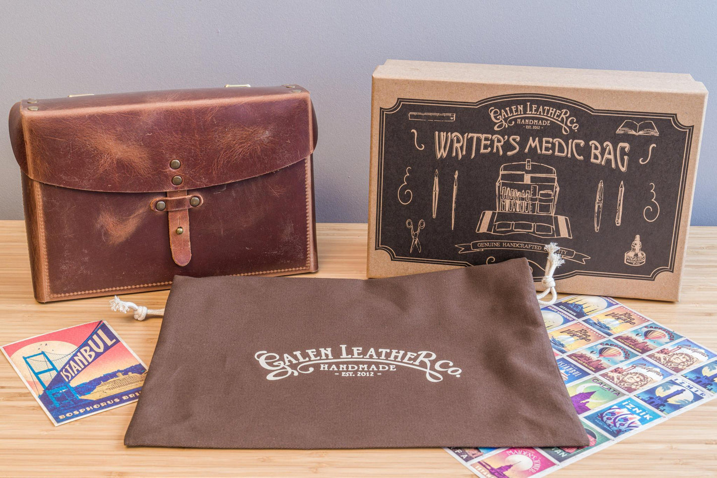 Galen Leather Writer's Medic Bag - Crazy Horse Tan | Flywheel | Stationery | Tasmania