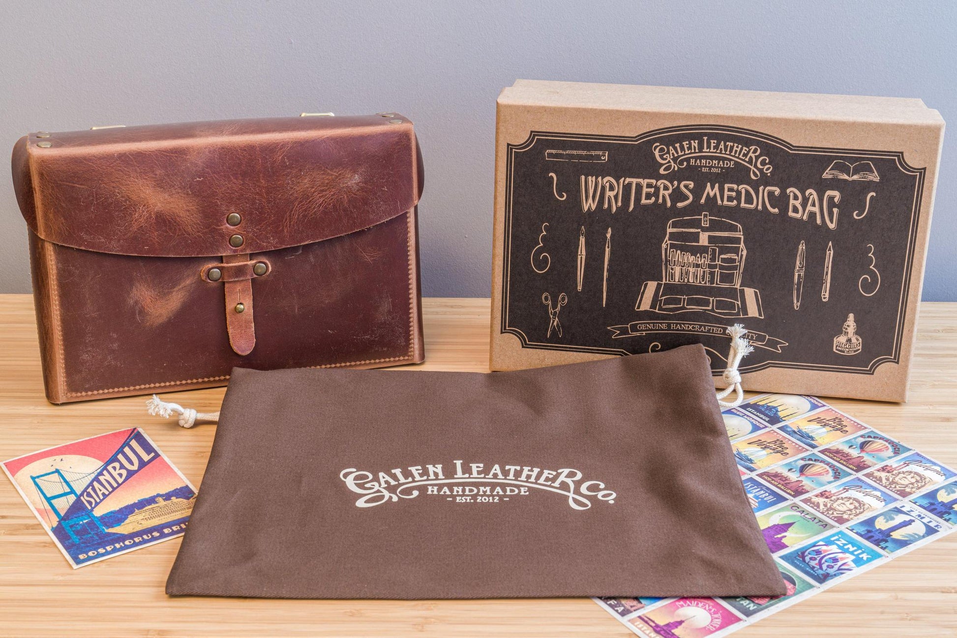 Galen Leather Writer's Medic Bag - Crazy Horse Tan | Flywheel | Stationery | Tasmania