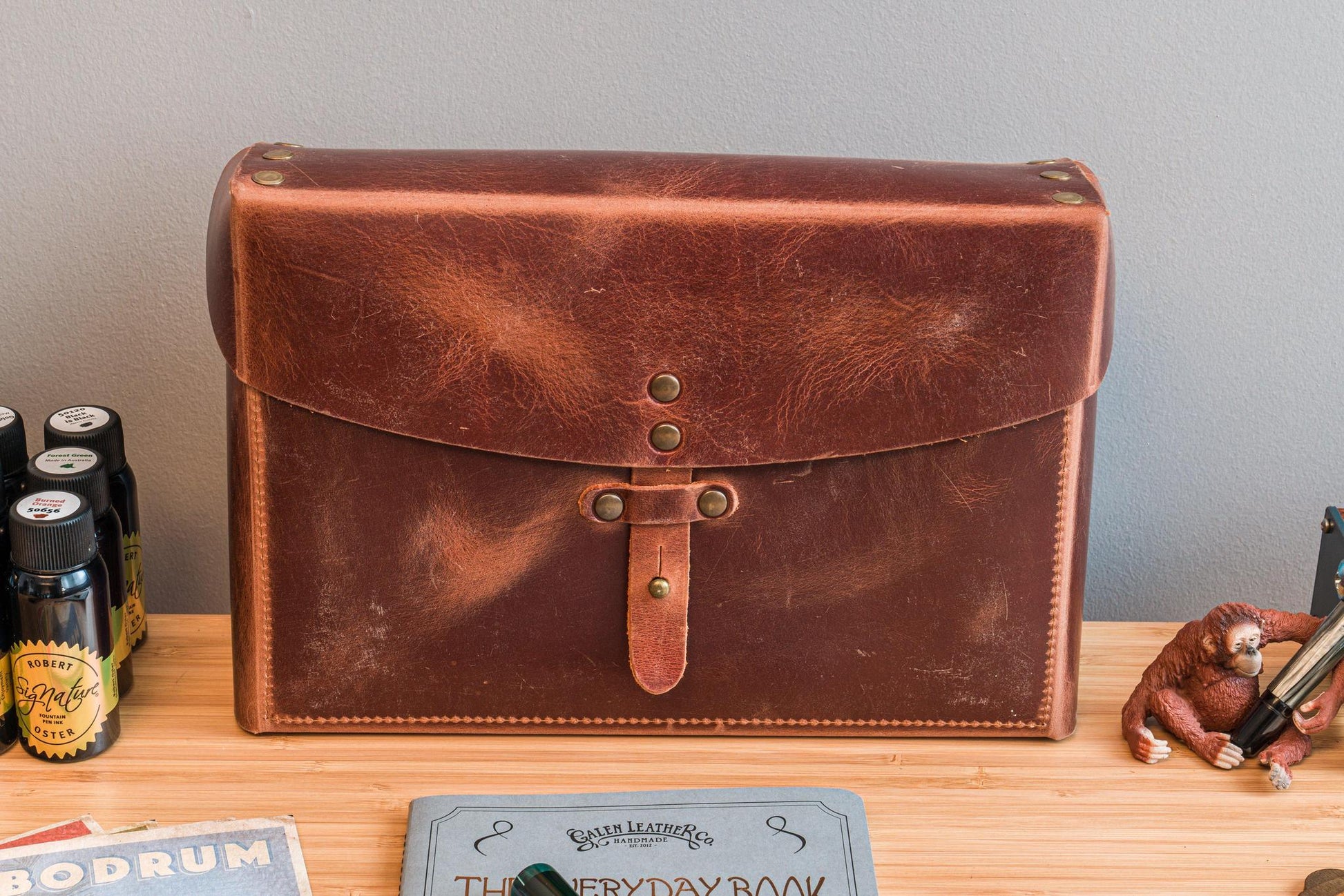 Galen Leather Writer's Medic Bag - Crazy Horse Tan | Flywheel | Stationery | Tasmania