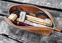 Galen Leather XLarge Zipper Pencil Case - Crazy Horse Brown | Flywheel | Stationery | Tasmania