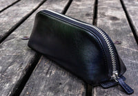 Galen Leather XLarge Zipper Pencil Case - Black | Flywheel | Stationery | Tasmania