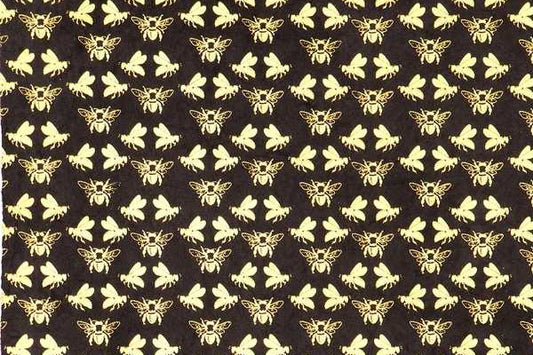 Lokta Gift Wrap - Bees Gold/Black | Flywheel | Stationery | Tasmania