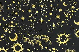Lokta Gift Wrap - Sun Moon Stars Gold/Black