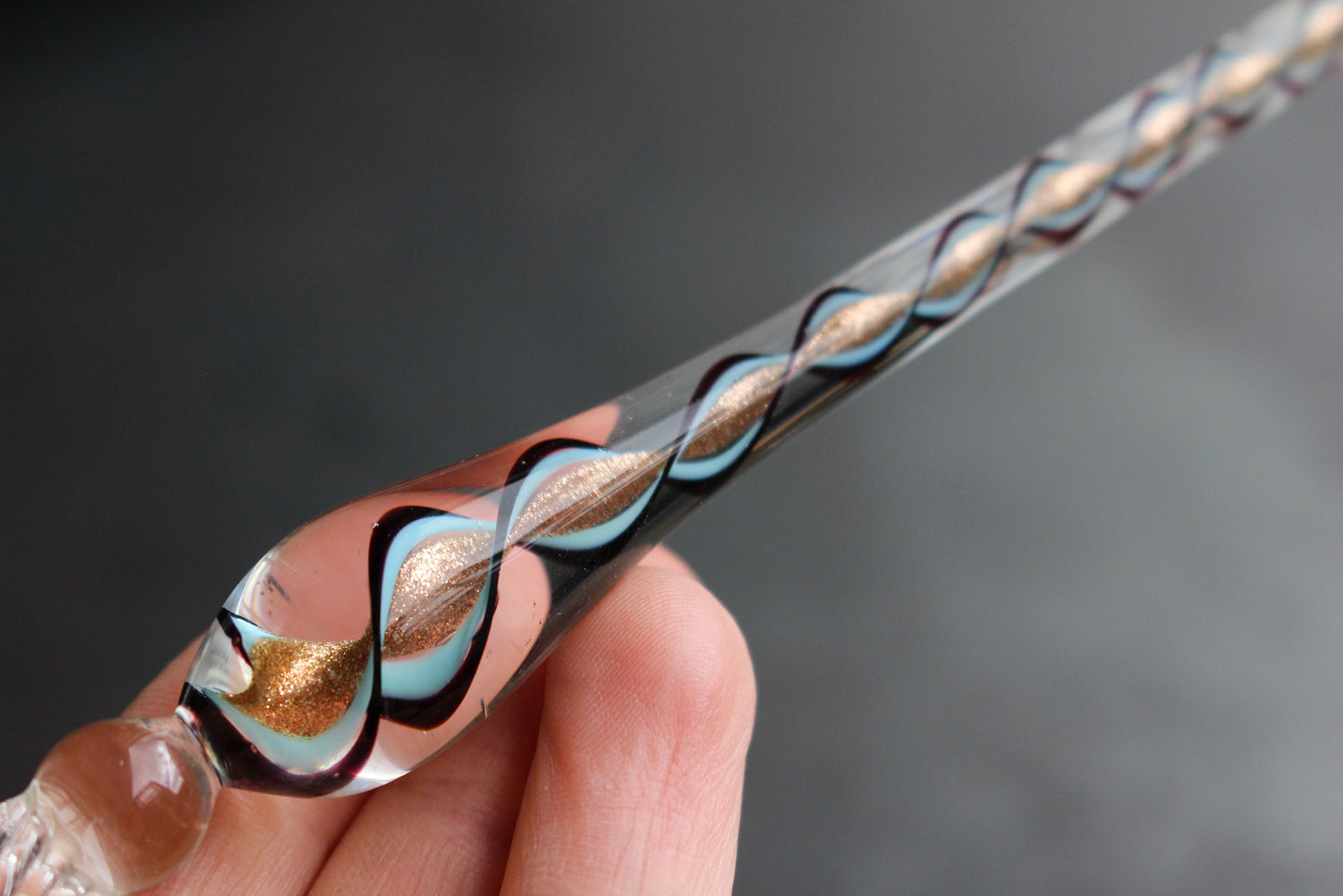 Glass Dip Pen - Blue & Gold Ribbon | Flywheel | Stationery | Tasmania
