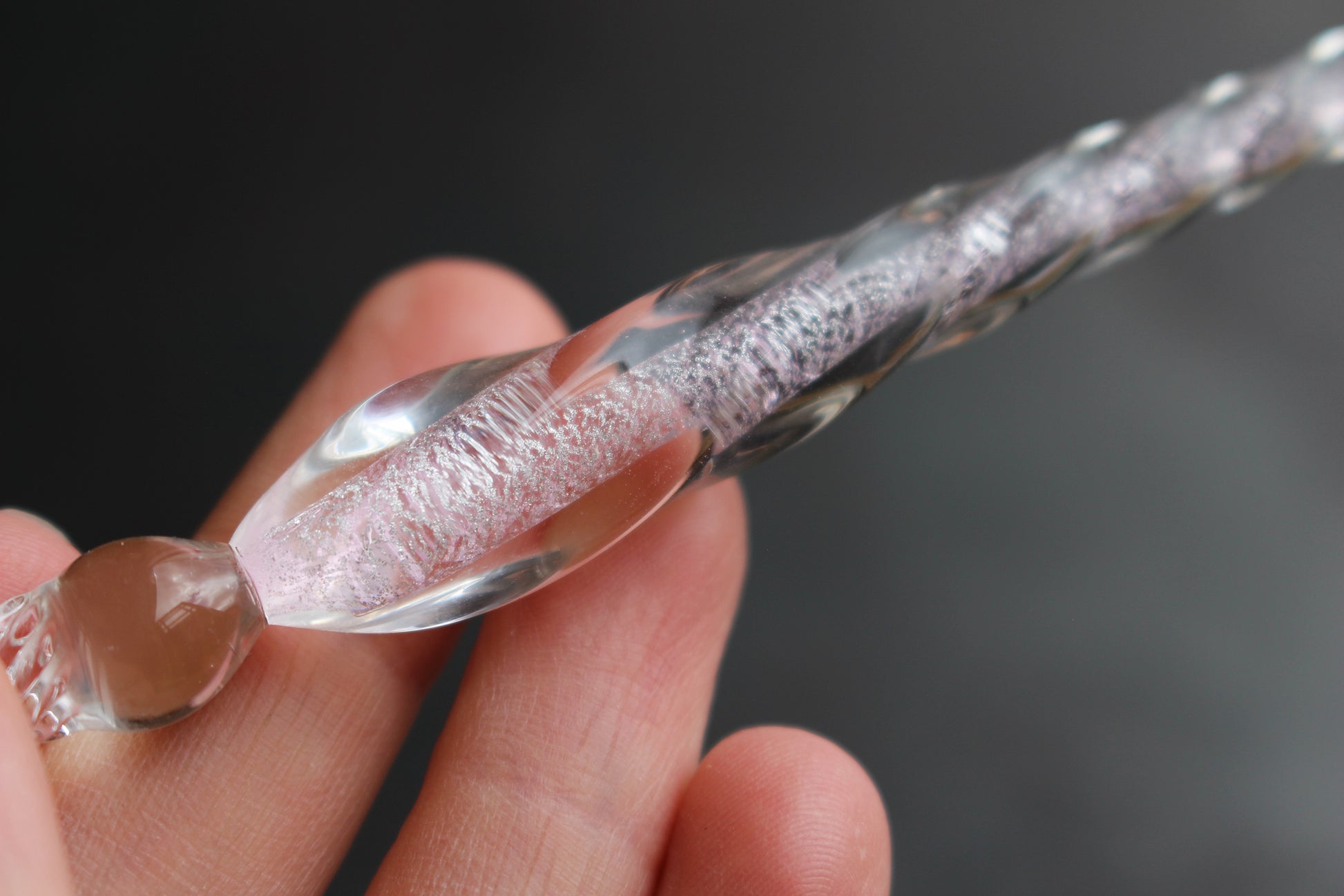Glass Dip Pen - Clear & Light Pink Spiral | Flywheel | Stationery | Tasmania
