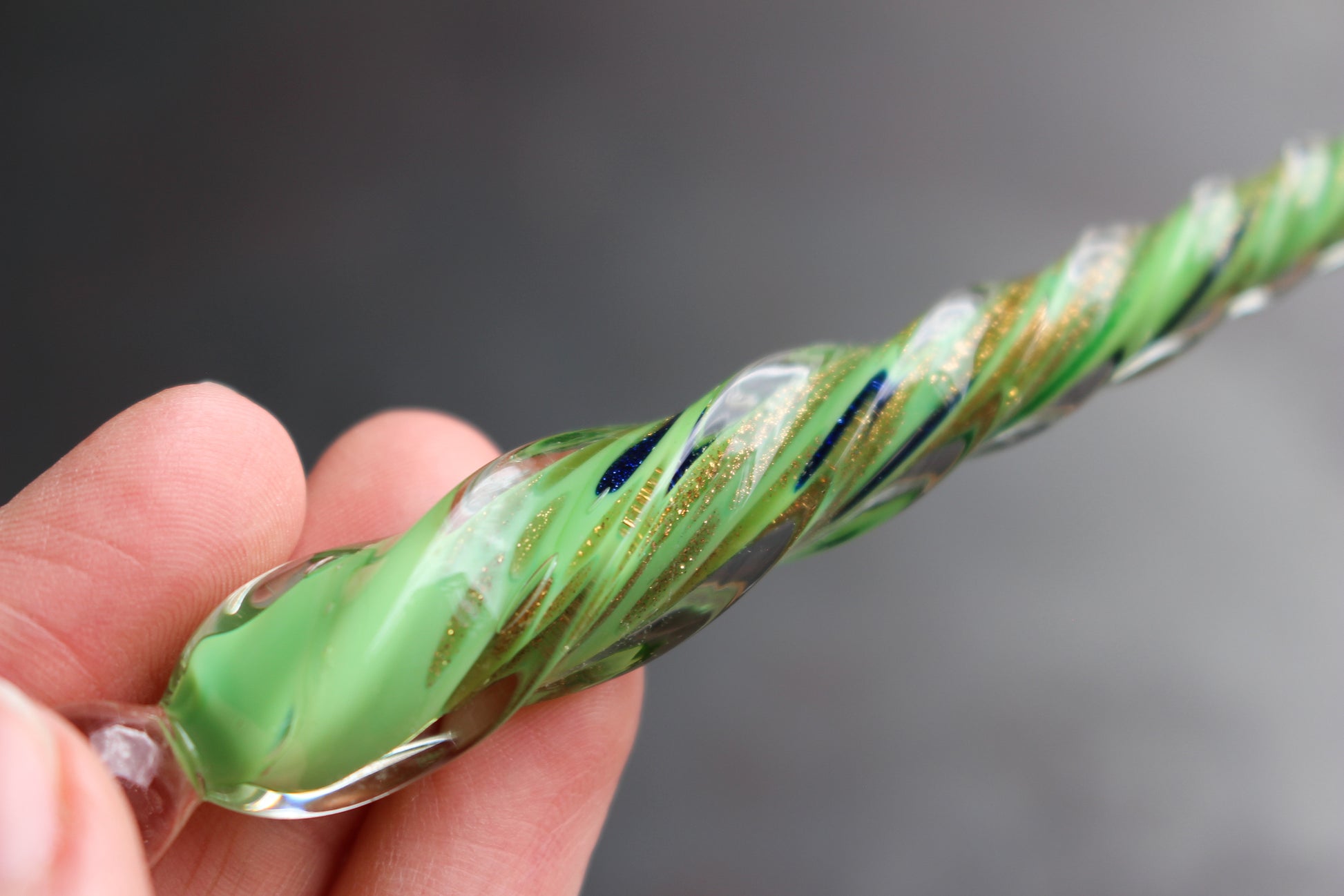 Glass Dip Pen - Green Spiral | Flywheel | Stationery | Tasmania