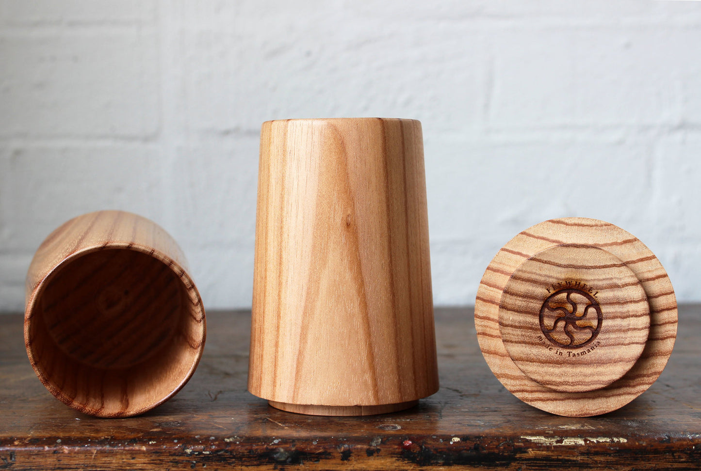 Handcrafted Tasmanian Timber Pencil Pot - Silver Wattle | Flywheel | Stationery | Tasmania