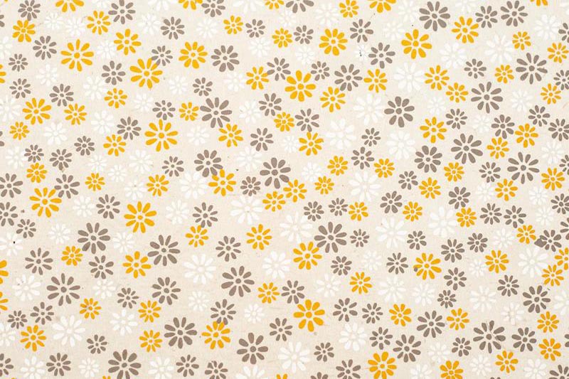 Lokta Gift Wrap - Small Flower Natural/Grey/Yellow | Flywheel | Stationery | Tasmania