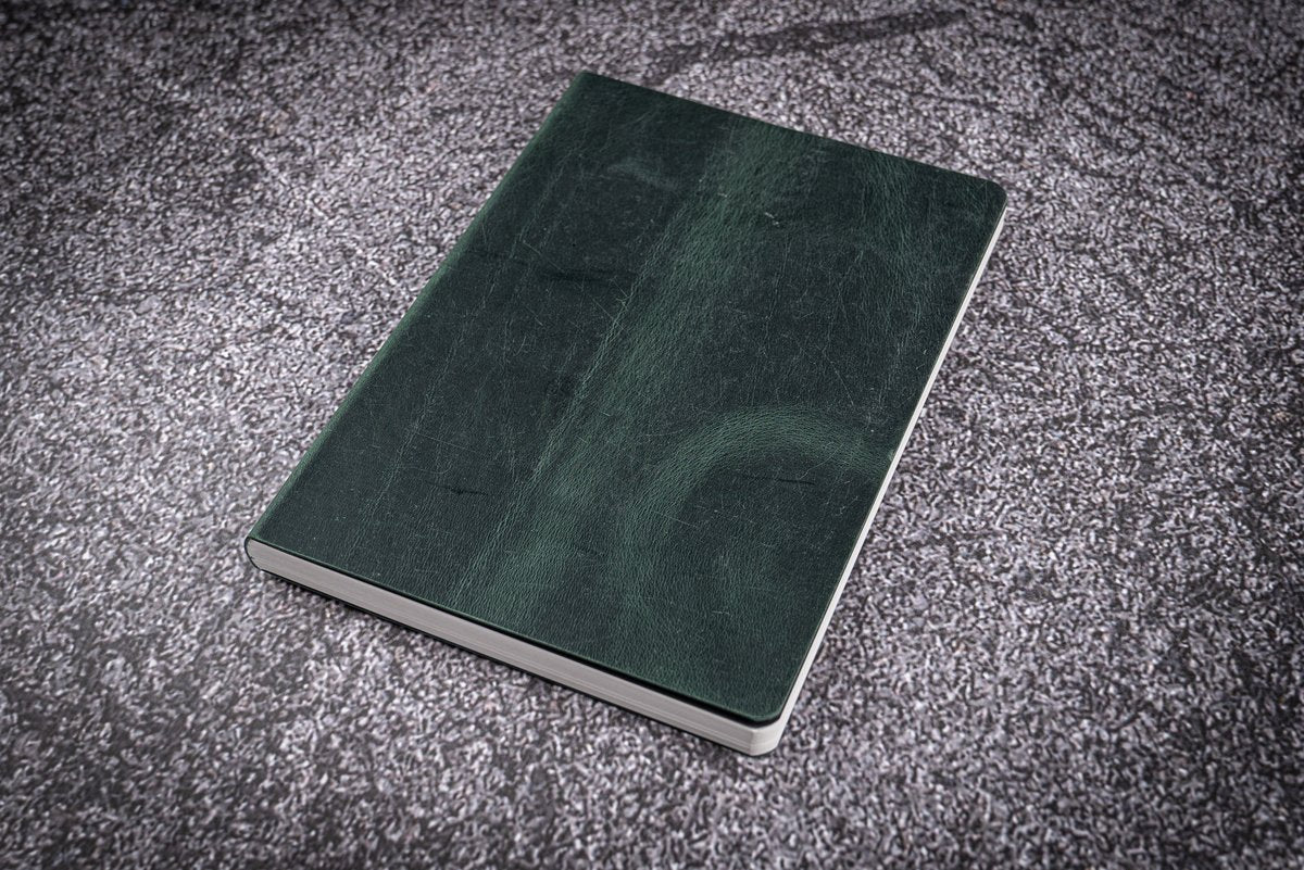 Galen Leather A5 Leather Notebook - Crazy Horse Forest Green