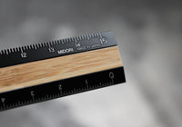 Midori Aluminium Ruler - Flat - Blonde Wood Black