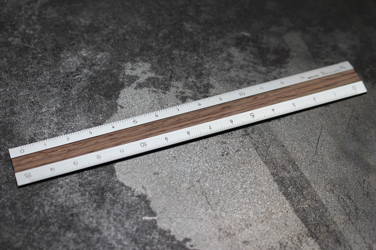 Midori Aluminium Ruler - Flat - Dark Wood