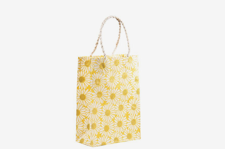 Lokta Gift Bag Medium - Daisy White/Gold | Flywheel | Stationery | Tasmania