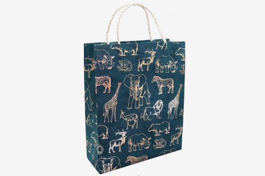 Lokta Gift Bag Large - Safari Metallic/Watermelon Green | Flywheel | Stationery | Tasmania