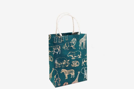 Lokta Gift Bag Medium - Safari Metallic/Watermelon Green | Flywheel | Stationery | Tasmania