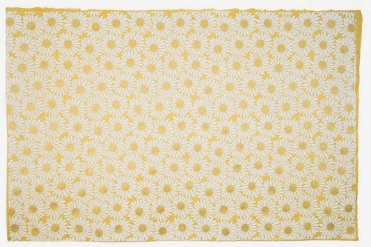 Lokta Gift Wrap - Daisy White/Gold | Flywheel | Stationery | Tasmania