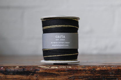 Studio Carta Drittofilo Cotton Ribbon - Black/Gold | Flywheel | Stationery | Tasmania