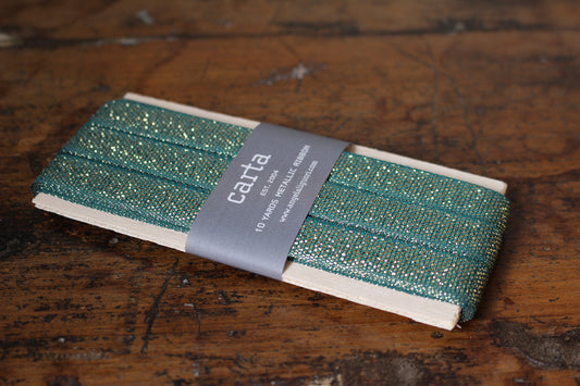 Studio Carta Metallic Loose Weave Ribbon Paddle - Jade/Gold | Flywheel | Stationery | Tasmania