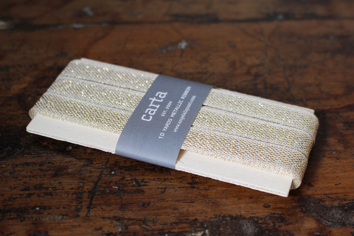 Studio Carta Metallic Loose Weave Ribbon Paddle - Natural/Gold | Flywheel | Stationery | Tasmania