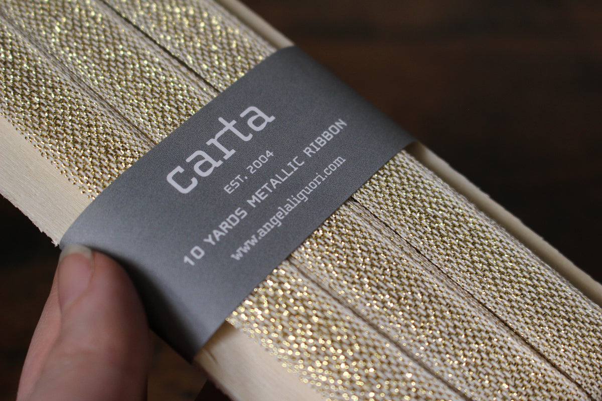 Studio Carta Metallic Loose Weave Ribbon Paddle - Natural/Gold | Flywheel | Stationery | Tasmania