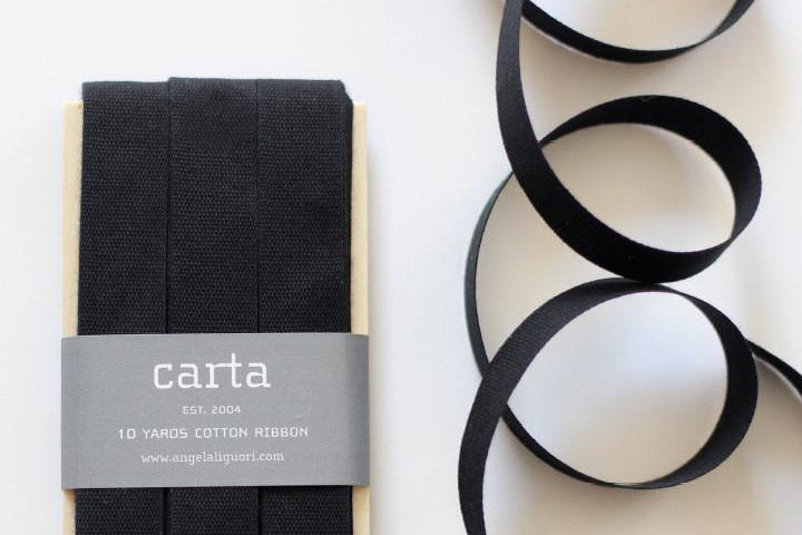 Studio Carta Tight Weave Cotton Ribbon Paddle - Black | Flywheel | Stationery | Tasmania