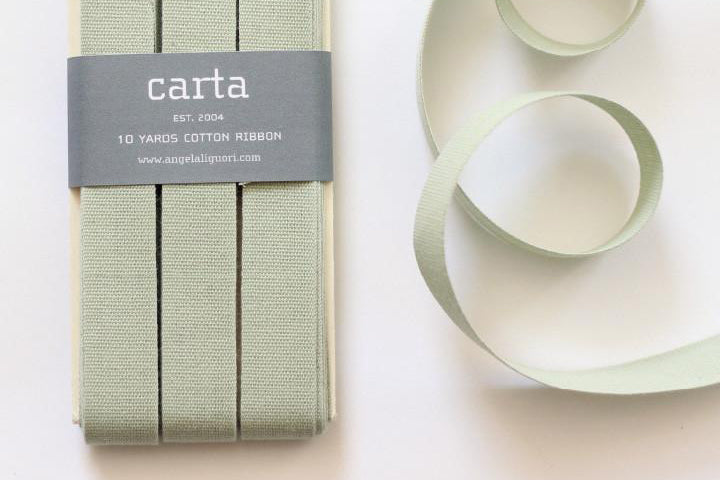Studio Carta Tight Weave Cotton Ribbon Paddle - Sage | Flywheel | Stationery | Tasmania