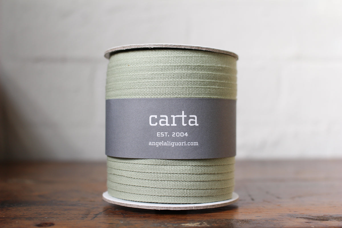 Studio Carta Tight Weave Cotton Ribbon Large Spool - Sage | Flywheel | Stationery | Tasmania