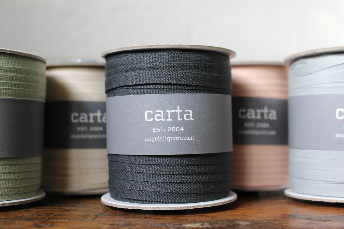 Studio Carta Tight Weave Cotton Ribbon Large Spool - Gravel | Flywheel | Stationery | Tasmania