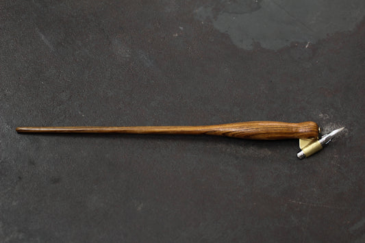 Zillers Nib Holder - 153 Teak Wood Oblique - Nikko G Left | Flywheel | Stationery | Tasmania